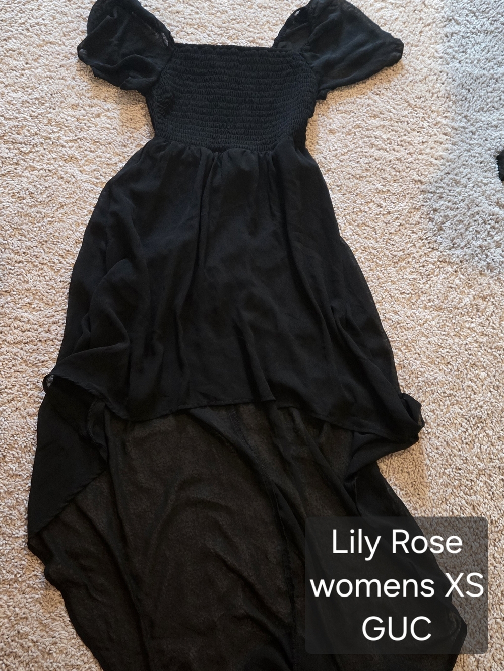 Lily Rose Black Puff-Sleeve Hi‑Low Dress